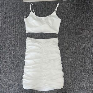 White two piece skirt crop top outfit